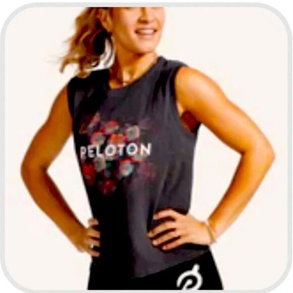 Peloton Bloom Flowers Muscle Tank Cotton T-Shirt - Picture 1 of 7